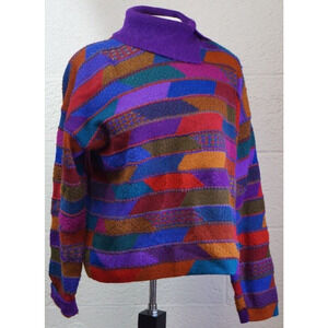 Milma Bolivia 100% Alpaca Sweater Womens M Handloomed Multicolored 90s